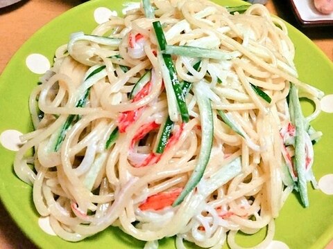 カニかまときゅうりのスパゲティサラダ